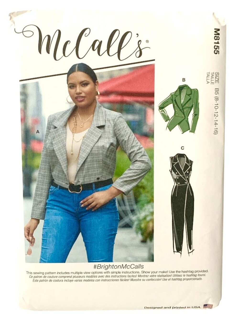 McCalls M8155 Sewing Pattern Misses Double Breasted Vest Lined Uncut